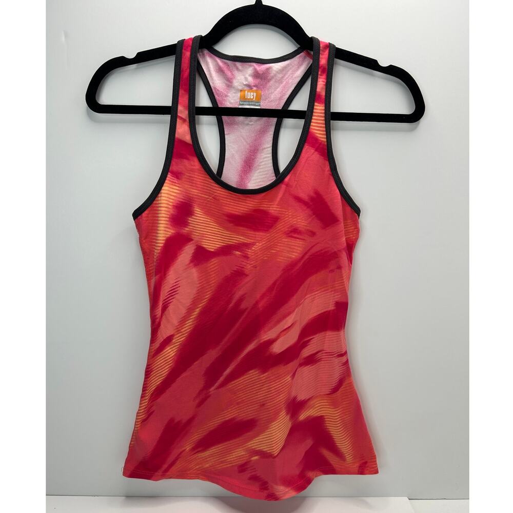 Lucy Power Max Racerback Tank Top Athleisure Red/Orange/Yellow Women XS
